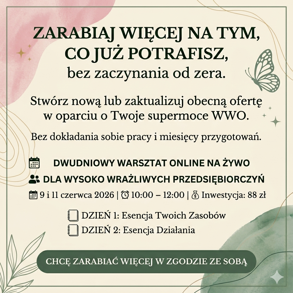 Dwudniowy warsztat online NA ŻYWO: Zarabiaj więcej na tym, co już potrafisz